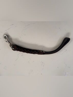 Braided Leather Dog Leash Wrist Strap - Brown